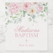 ピンクフローラベビーイン開花アジサイ赤ちゃんシャワー ワインラベル (シングルラベル)