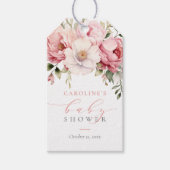 ピンクフローラベビーイン開花ガールベビーシャワー ギフトタグ (正面)