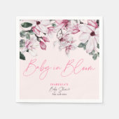 ピンクフローラベビーイン開花ガールベビーシャワー スタンダードカクテルナプキン (正面)