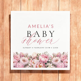 ピンクフローラベビーイン開花ガールベビーシャワー スタンダードカクテルナプキン