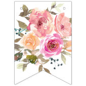 ピンクフローラベビーイン開花ガールベビーシャワー バンティングフラッグ (第1の旗)