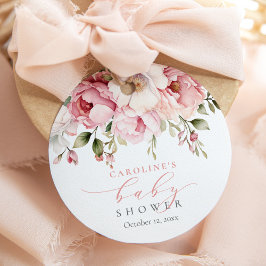 ピンクフローラベビーイン開花ガールベビーシャワー フェイバータグ