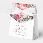 ピンクフローラベビーイン開花ガールベビーシャワー フェイバーボックス (正面サイド)