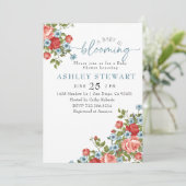 ピンクフローラベビーイン開花ガールベビーシャワー 招待状 (スタンド正面)