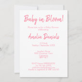 ピンクフローラベビーイン開花ベビーシャワー招待状 招待状 (正面)
