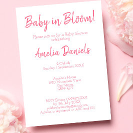 ピンクフローラベビーイン開花ベビーシャワー招待状 招待状