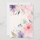 ピンクフローラベビーイン開花ベビーシャワー招待状 招待状 (裏面)