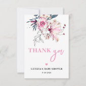 ピンクフローラベビーイン開花ベビーシャワー サンキューカード (正面)