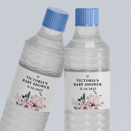ピンクフローラベビーイン開花ベビーシャワー ペットボトルラベル