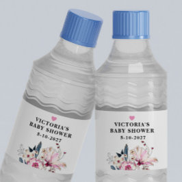 ピンクフローラベビーイン開花ベビーシャワー ペットボトルラベル