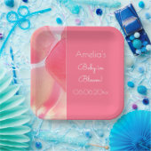 ピンクフローラベビーイン開花ベビーシャワー ペーパープレート (パーティー)