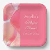 ピンクフローラベビーイン開花ベビーシャワー ペーパープレート (正面)