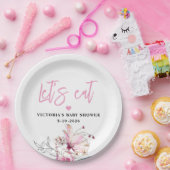 ピンクフローラベビーイン開花ベビーシャワー ペーパープレート (パーティー)