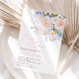 ピンクフローラベビーイン開花ベビーシャワー 招待状