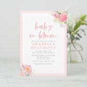 ピンクフローラベビーイン開花ベビーシャワー 招待状 (スタンド正面)