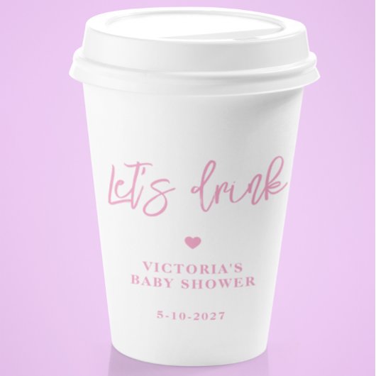 ピンクフローラベビーイン開花ベビーシャワー 紙コップ