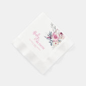 ピンクフローラベビーイン開花ベビーシャワー 縁ありカクテルナプキン (角)