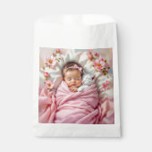 ピンクフローラベビーガールと白い子猫 フェイバーバッグ (正面)