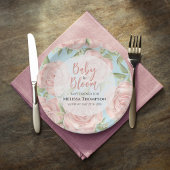 ピンクフローラベビーガールカスタムシャワー ペーパープレート