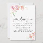 ピンクフローラベビーガールシャワーとバーチャルオプション 招待状 (裏面)
