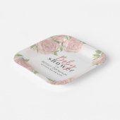 ピンクフローラベビーガールシャワーボタニカル赤面バラ ペーパープレート (傾斜あり)