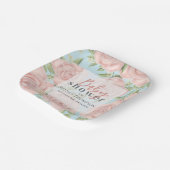 ピンクフローラベビーガールシャワーボタニカル赤面バラ ペーパープレート (傾斜あり)