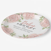 ピンクフローラベビーガールシャワー ペーパープレート (アングル)