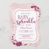 ピンクフローラベビーガールスプリンクルシャワー招待状 招待状 (正面/裏面)