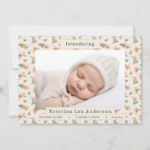 ピンクフローラベビーガール誕生のお知らせ 招待状 (正面)