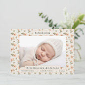 ピンクフローラベビーガール誕生のお知らせ 招待状 (スタンド正面)