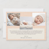 ピンクフローラベビーガール誕生のお知らせ 招待状 (裏面)