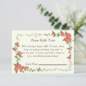 ピンクフローラベビーシャワーおむつラッフルチケットカード 招待状 (スタンド正面)