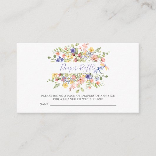 ピンクフローラベビーシャワーおむつラッフルチケット エンクロージャーカード (正面)