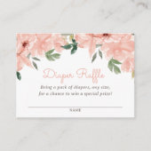 ピンクフローラベビーシャワーおむつラッフルチケット エンクロージャーカード (正面)