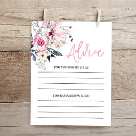 ピンクフローラベビーシャワーアドバイスカード