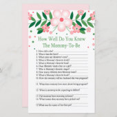 ピンクフローラベビーシャワーゲームをどれだけ知っているか (正面/裏面)