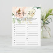 ピンクフローラベビーシャワーゲームベビー名レースカード 招待状 (スタンド正面)