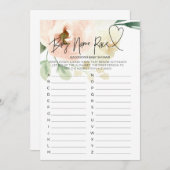 ピンクフローラベビーシャワーゲームベビー名レースカード 招待状 (正面/裏面)