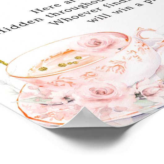 ピンクフローラベビーシャワーティーパーティーおしゃぶり狩り ポスター (角)