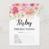 ピンクフローラベビーシャワーベビー予測ゲームカード エンクロージャーカード (正面)