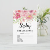 ピンクフローラベビーシャワーベビー予測ゲームカード エンクロージャーカード (スタンド正面)