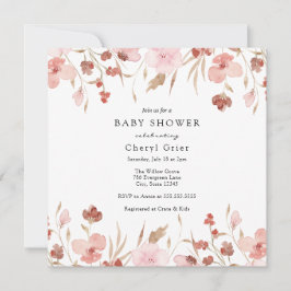 ピンクフローラベビーシャワー招待状カード 招待状