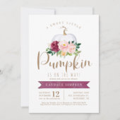 ピンクフローラベビーシャワー招待状 招待状 (正面)