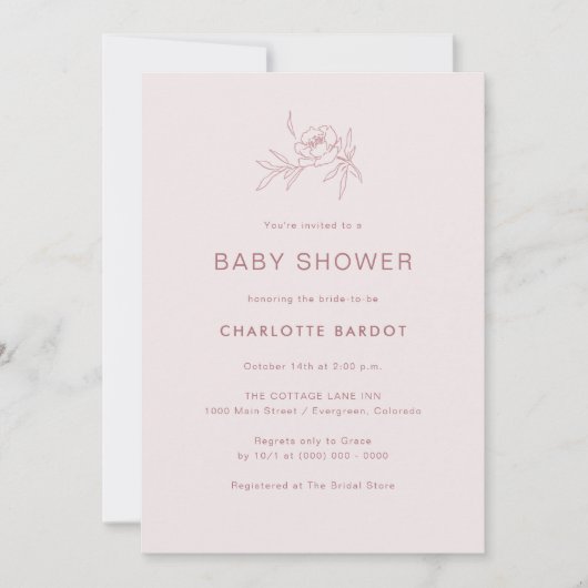 ピンクフローラベビーシャワー招待状 招待状 (正面)