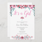 ピンクフローラベビーシャワー招待状 招待状 (正面/裏面)
