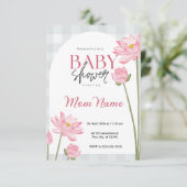 ピンクフローラベビーシャワー招待状 招待状 (スタンド正面)