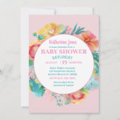 ピンクフローラベビーシャワー招待状 招待状 (正面)