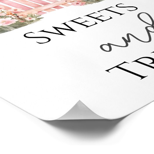 ピンクフローラベビースイーツ&トリートパーティーサイン ポスター (角)