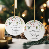 ピンクフローラベビー初めてのクリスマスベビー セラミックオーナメント