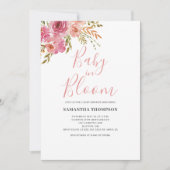 ピンクフローラベビー開花シャワー 招待状 (正面)